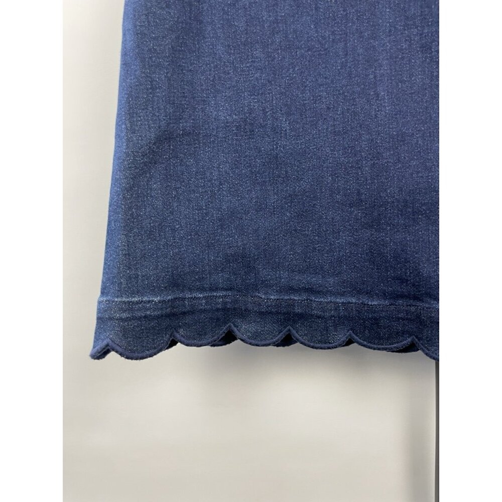Draper James Skirt Womens 8 Blue Dark Jean Denim Mini Scalloped Hem Y2K‎ Girly - Picture 7 of 8
